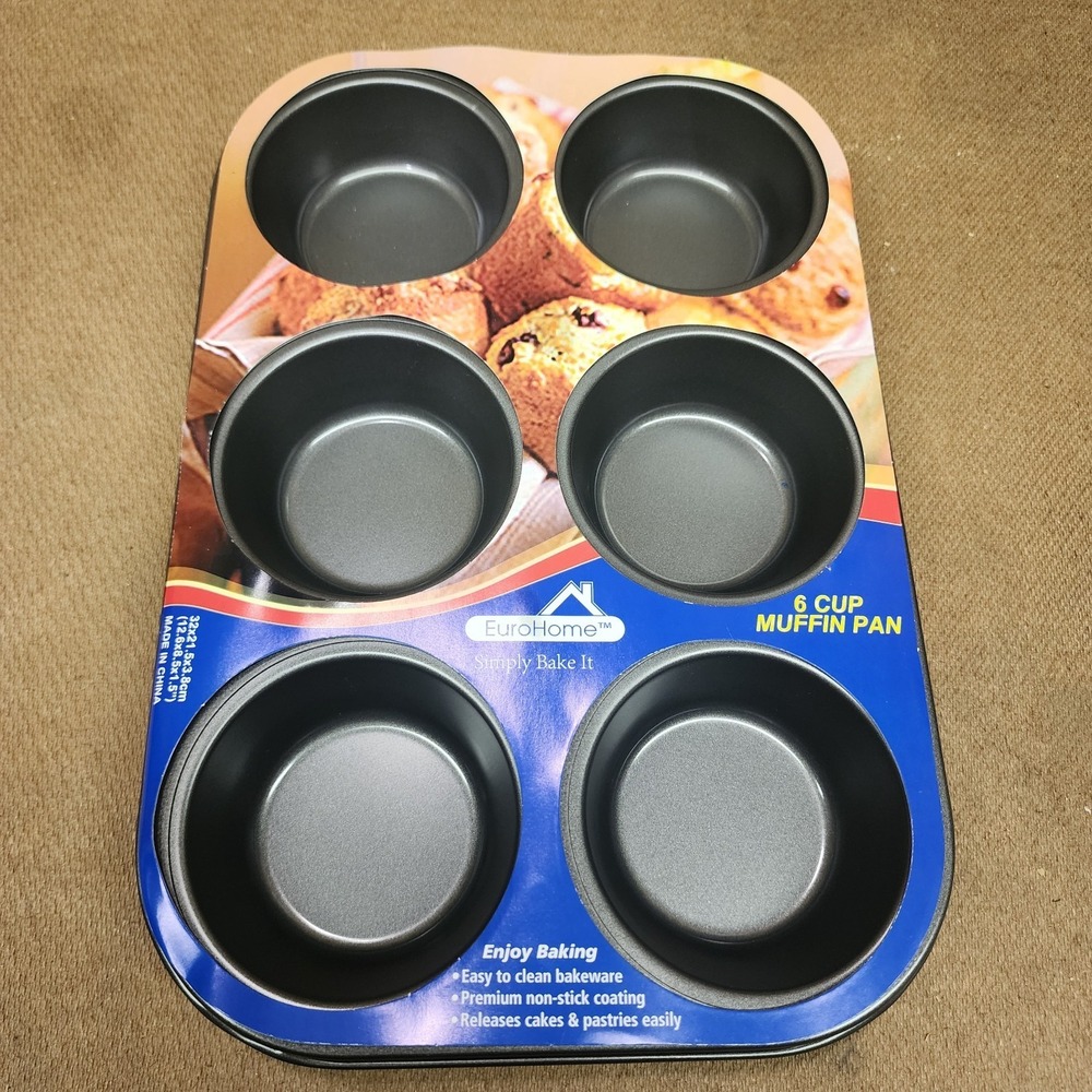 6 Cup Eurohome Muffin Pan Tin Cupcake Baking Tray Pan